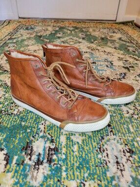 The Frye "Greene" Back Zip Shearling Lined Leather High Top Sneakers, Women 10